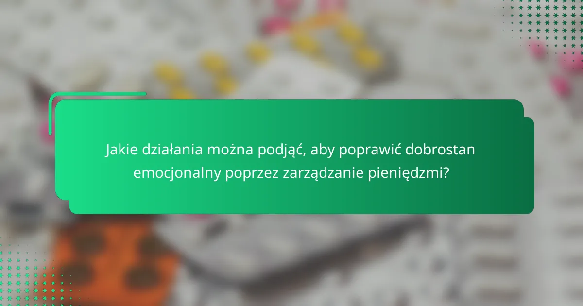Jakie działania można podjąć, aby poprawić dobrostan emocjonalny poprzez zarządzanie pieniędzmi?