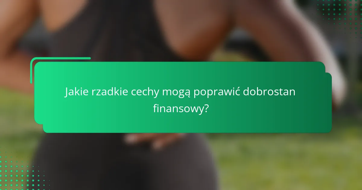 Jakie rzadkie cechy mogą poprawić dobrostan finansowy?