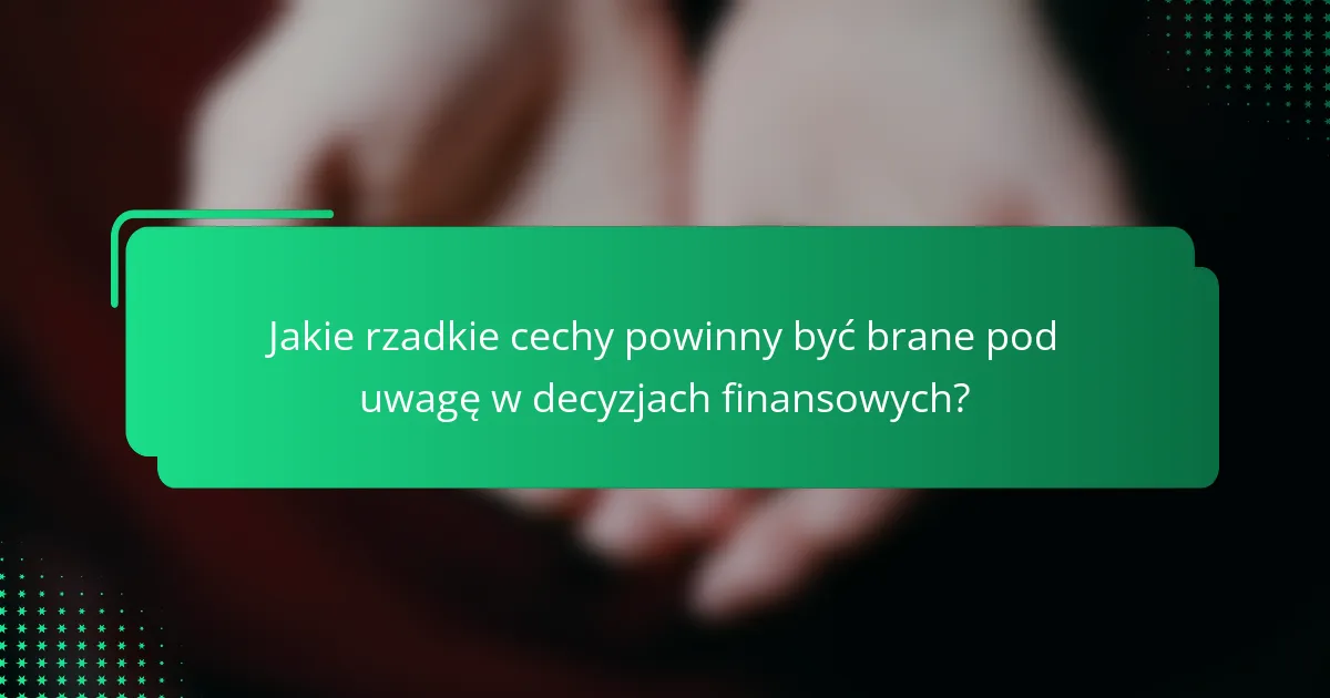 Jakie rzadkie cechy powinny być brane pod uwagę w decyzjach finansowych?