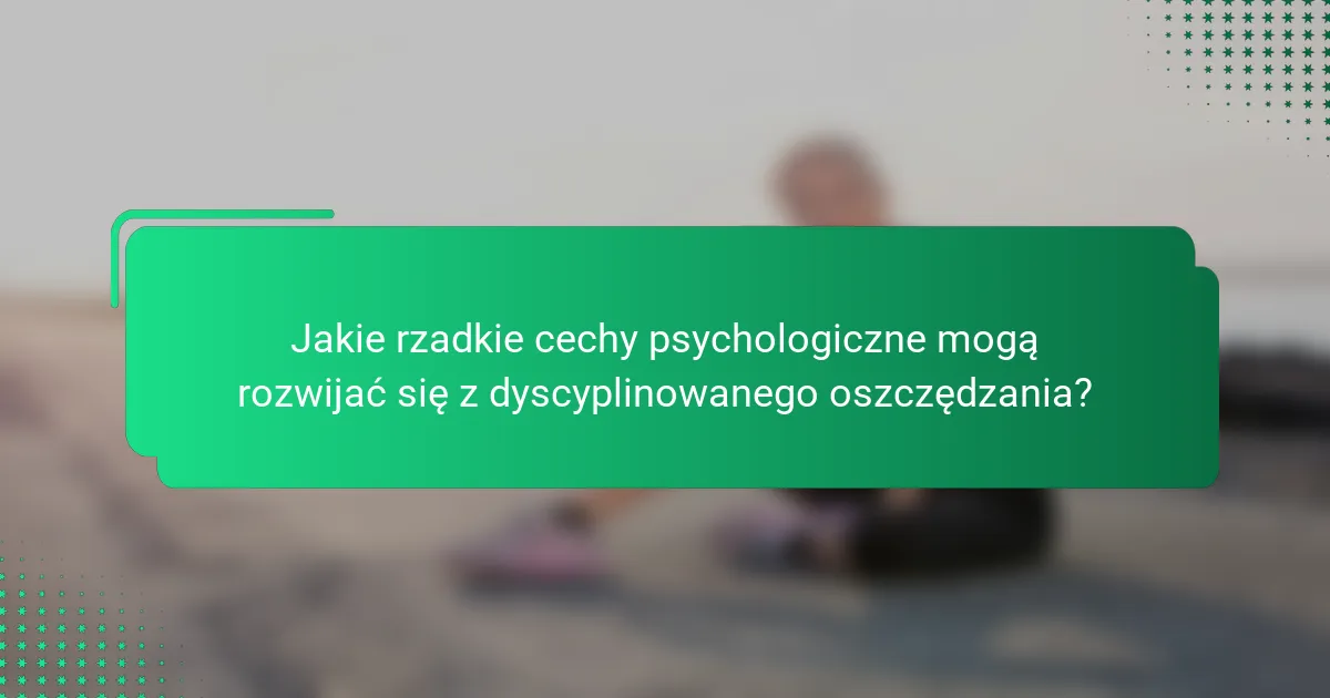 Jakie rzadkie cechy psychologiczne mogą rozwijać się z dyscyplinowanego oszczędzania?
