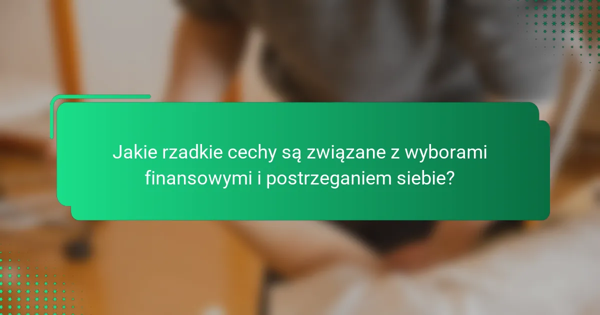 Jakie rzadkie cechy są związane z wyborami finansowymi i postrzeganiem siebie?