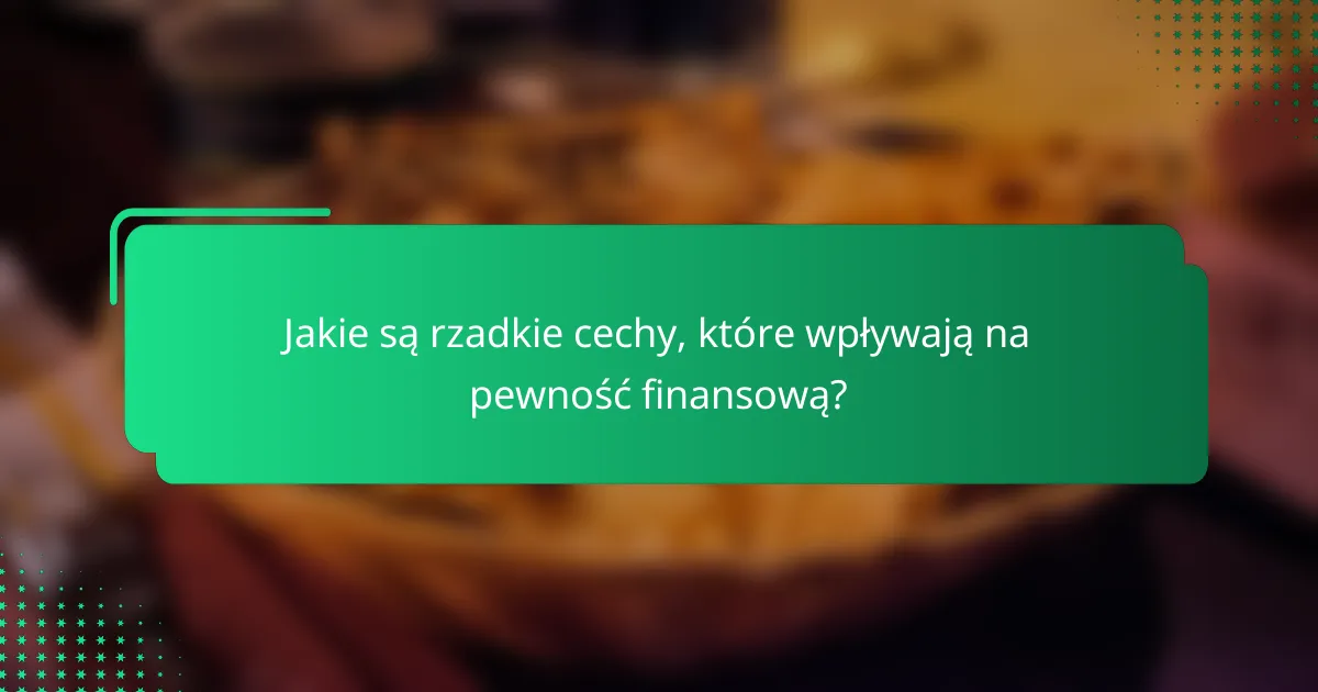 Jakie są rzadkie cechy, które wpływają na pewność finansową?