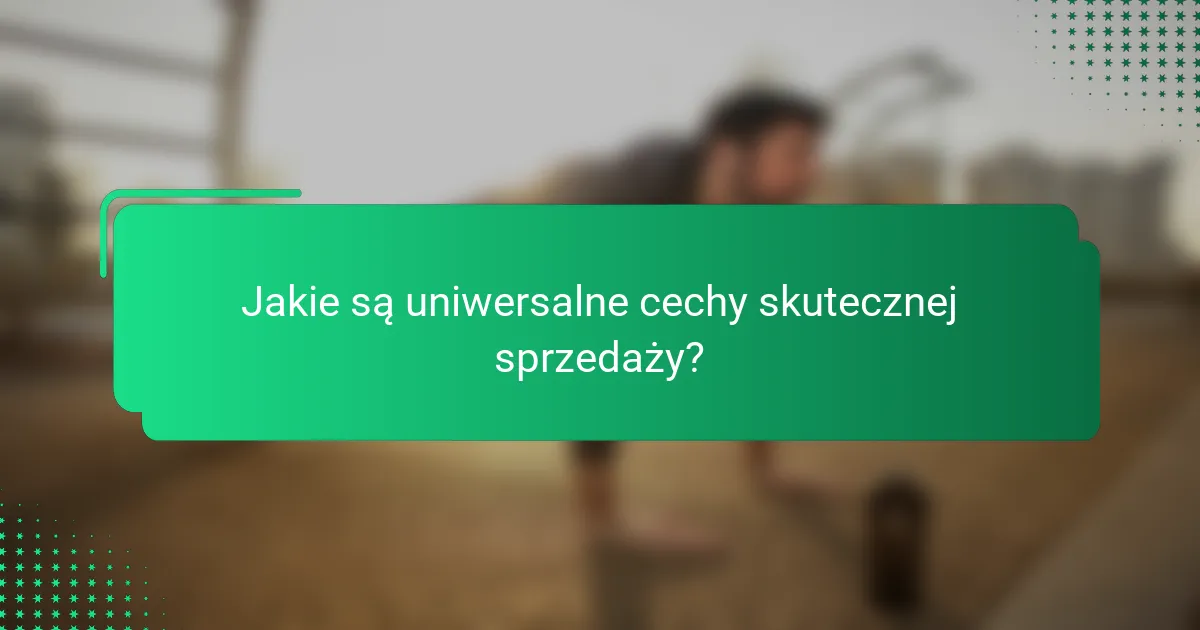 Jakie są uniwersalne cechy skutecznej sprzedaży?