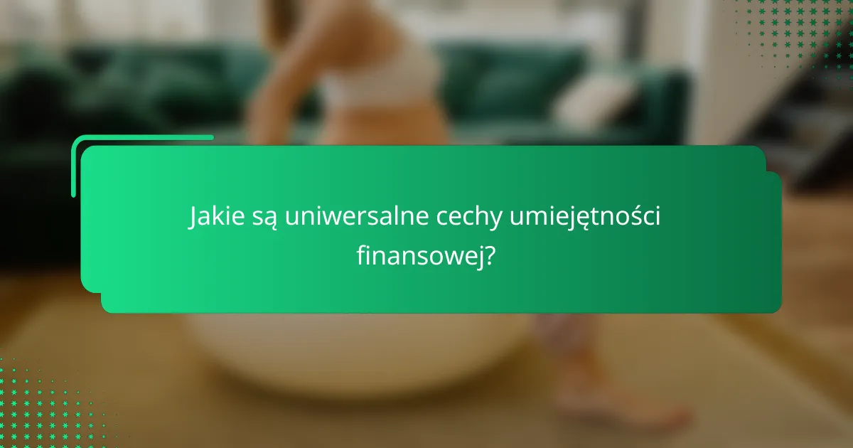 Jakie są uniwersalne cechy umiejętności finansowej?