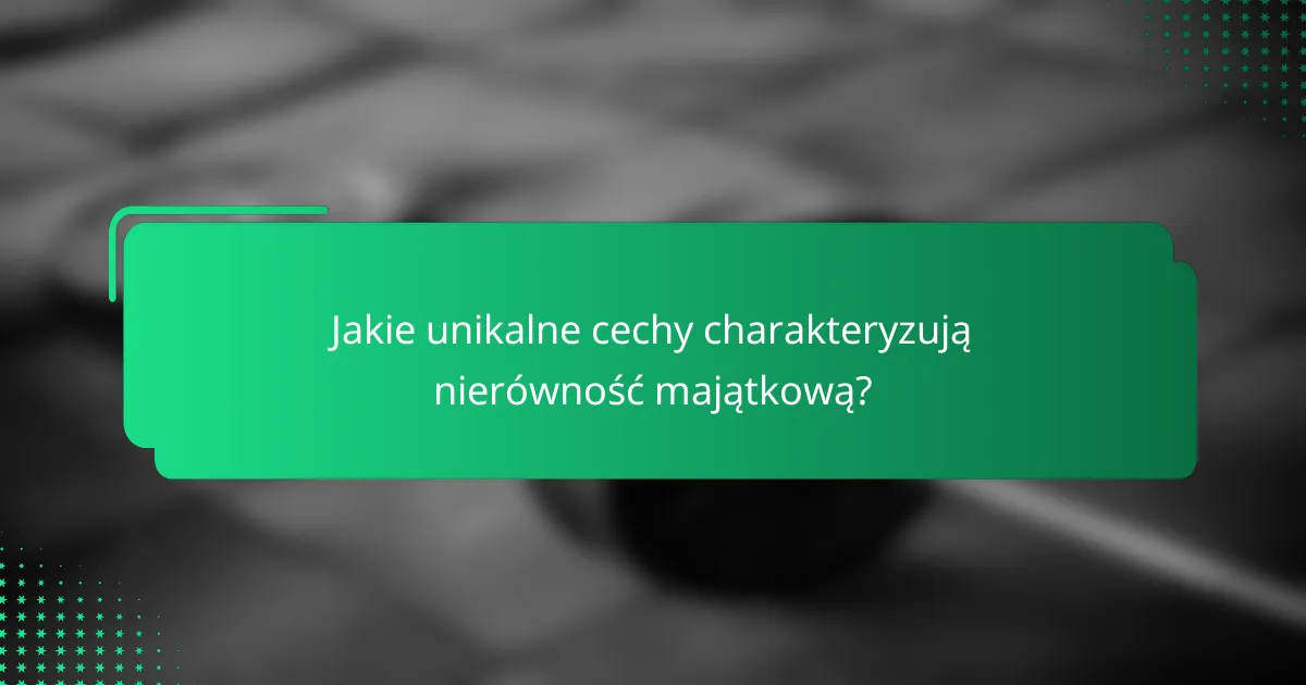 Jakie unikalne cechy charakteryzują nierówność majątkową?