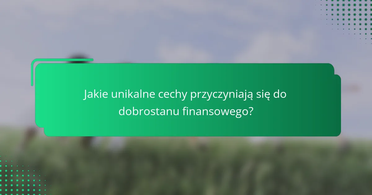 Jakie unikalne cechy przyczyniają się do dobrostanu finansowego?