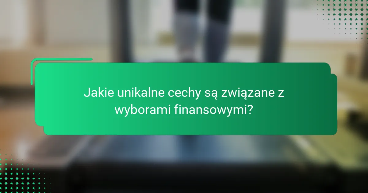 Jakie unikalne cechy są związane z wyborami finansowymi?