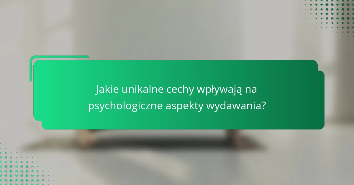 Jakie unikalne cechy wpływają na psychologiczne aspekty wydawania?