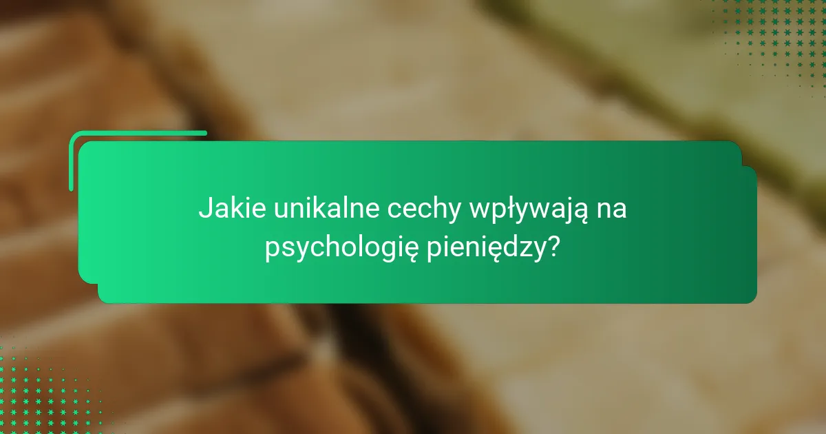 Jakie unikalne cechy wpływają na psychologię pieniędzy?